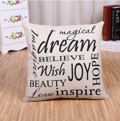 English Alphabet Linen Sofa Pillowcase