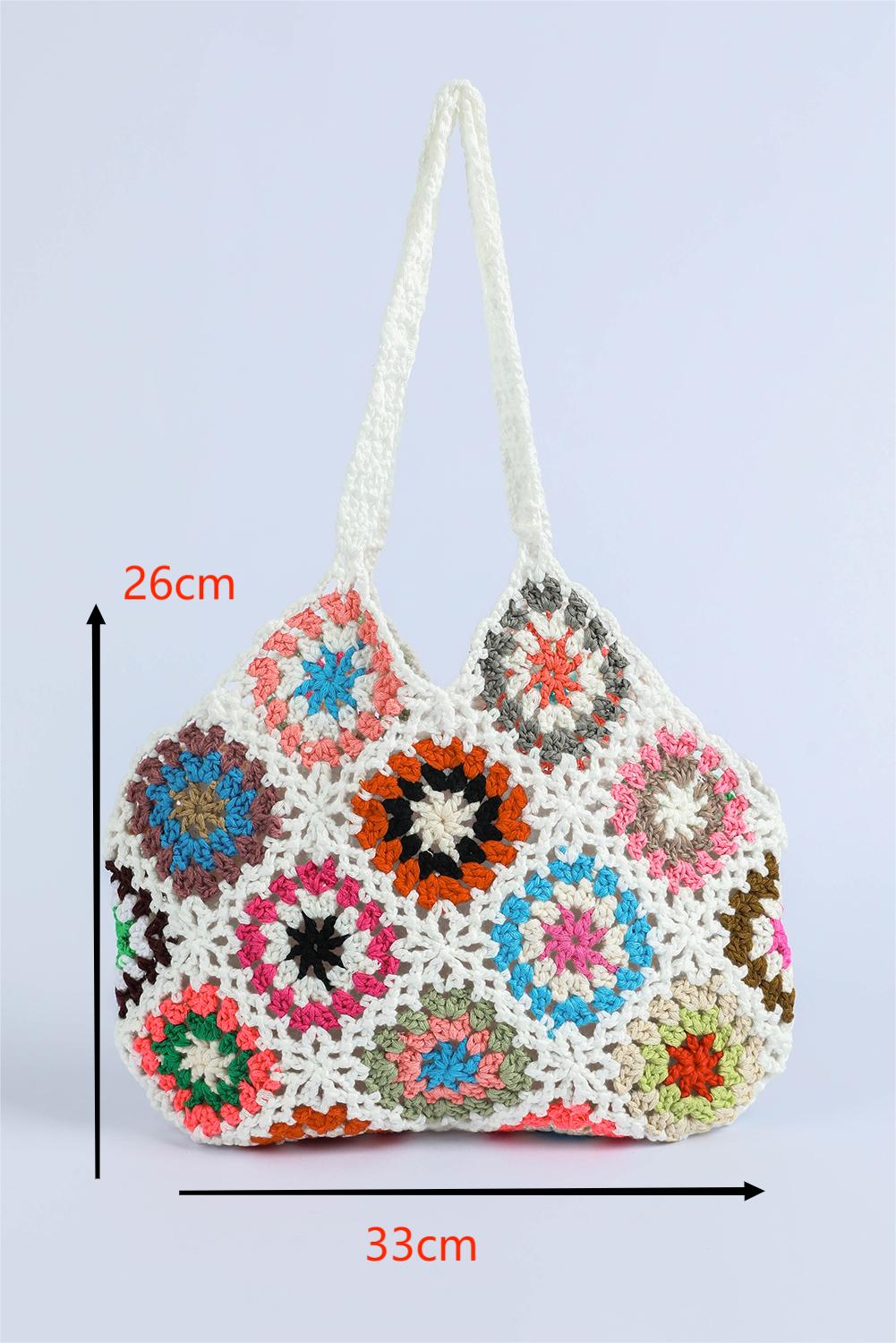 White Boho Floral Crochet Retro Hollowed Handbag