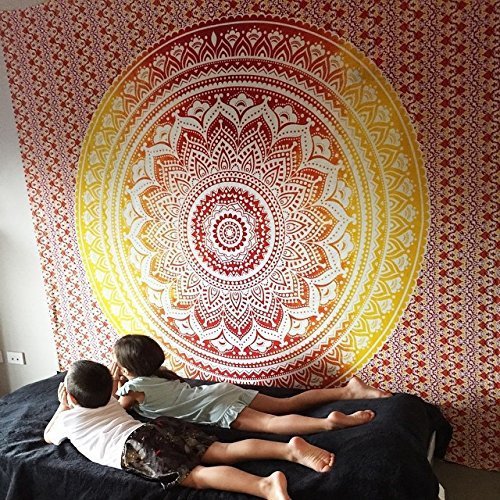 Indian Mandala Tapestry Green Blue Flower Beautiful Wall Art Tapestry 210x150cm Bedspread Beach Towel Yoga Blanket Table Cloth