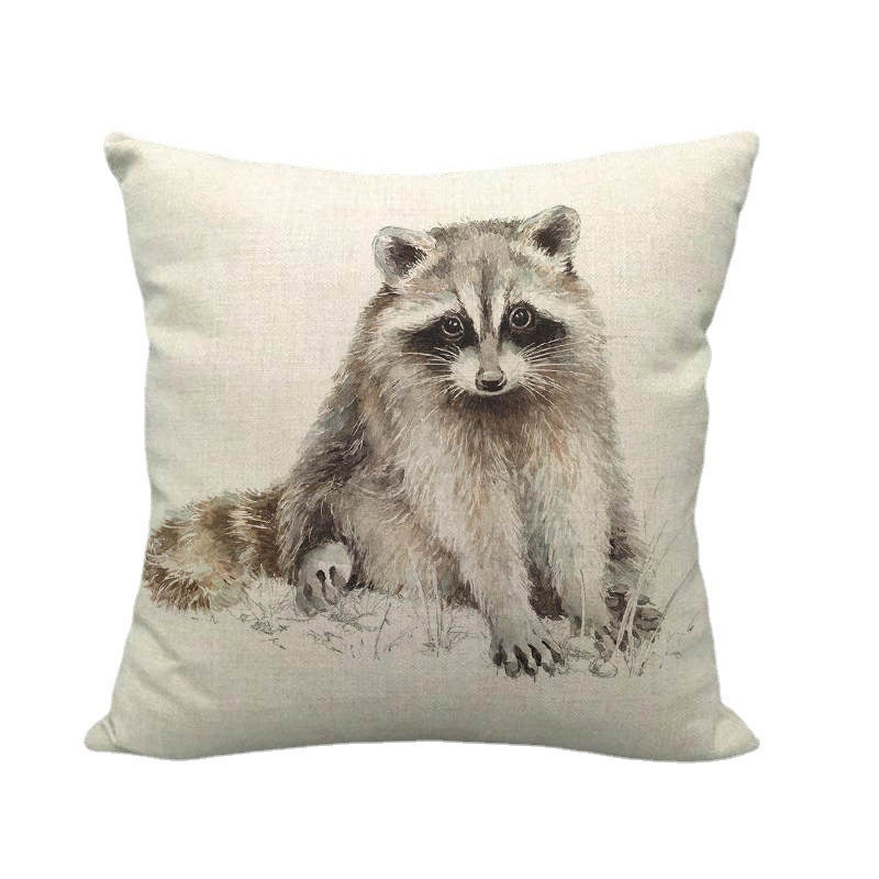 Gray Style Animal Linen Sofa Car Pillow Cover