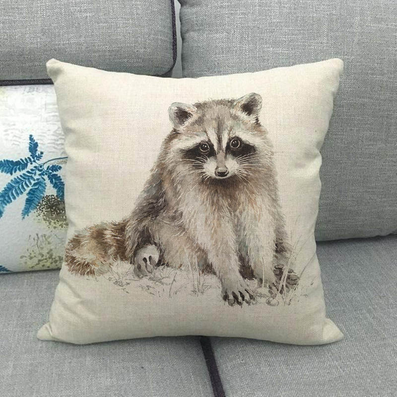 Gray Style Animal Linen Sofa Car Pillow Cover