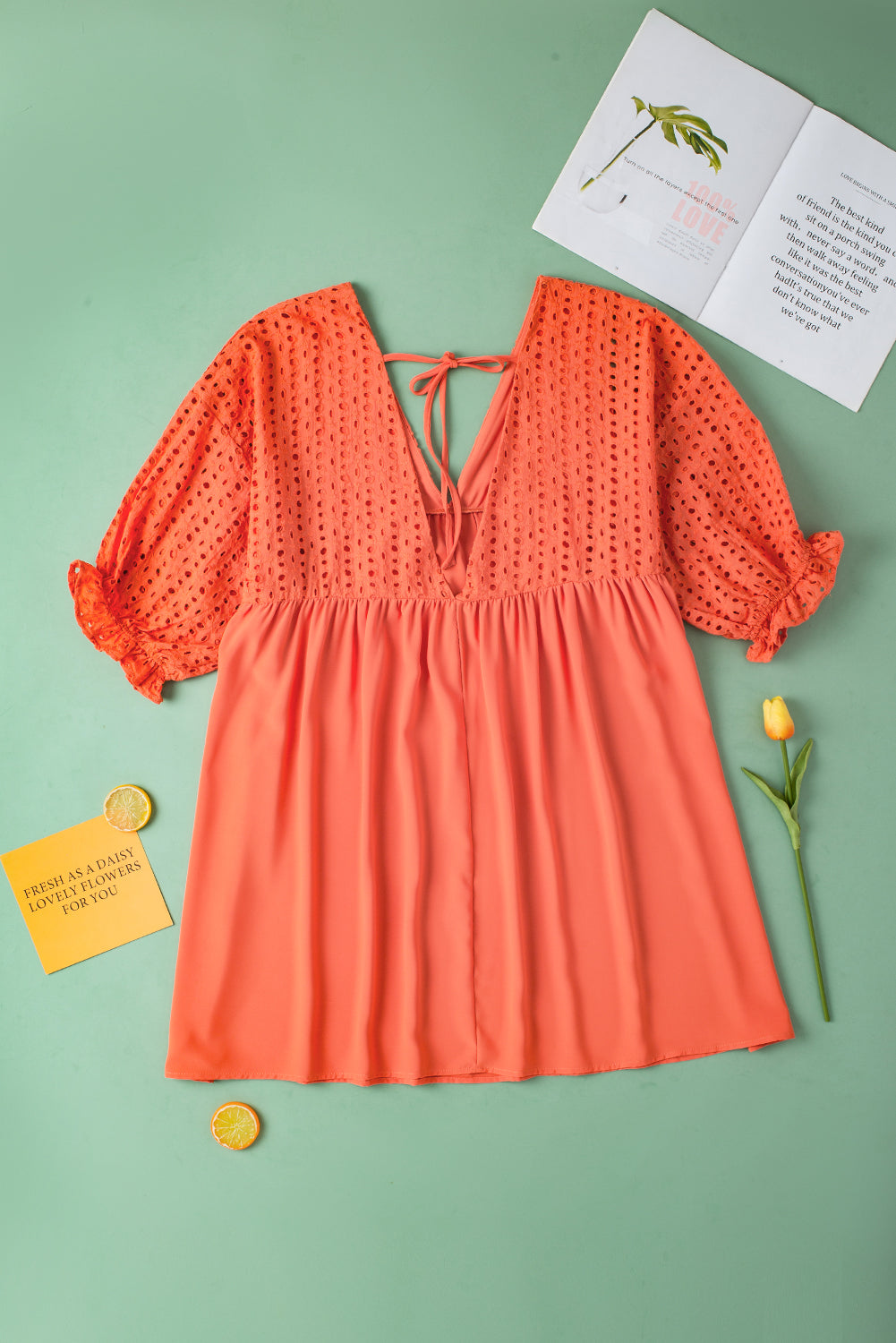 Carrot Plus Size Eyelet Contrast Bodice Babydoll Dress