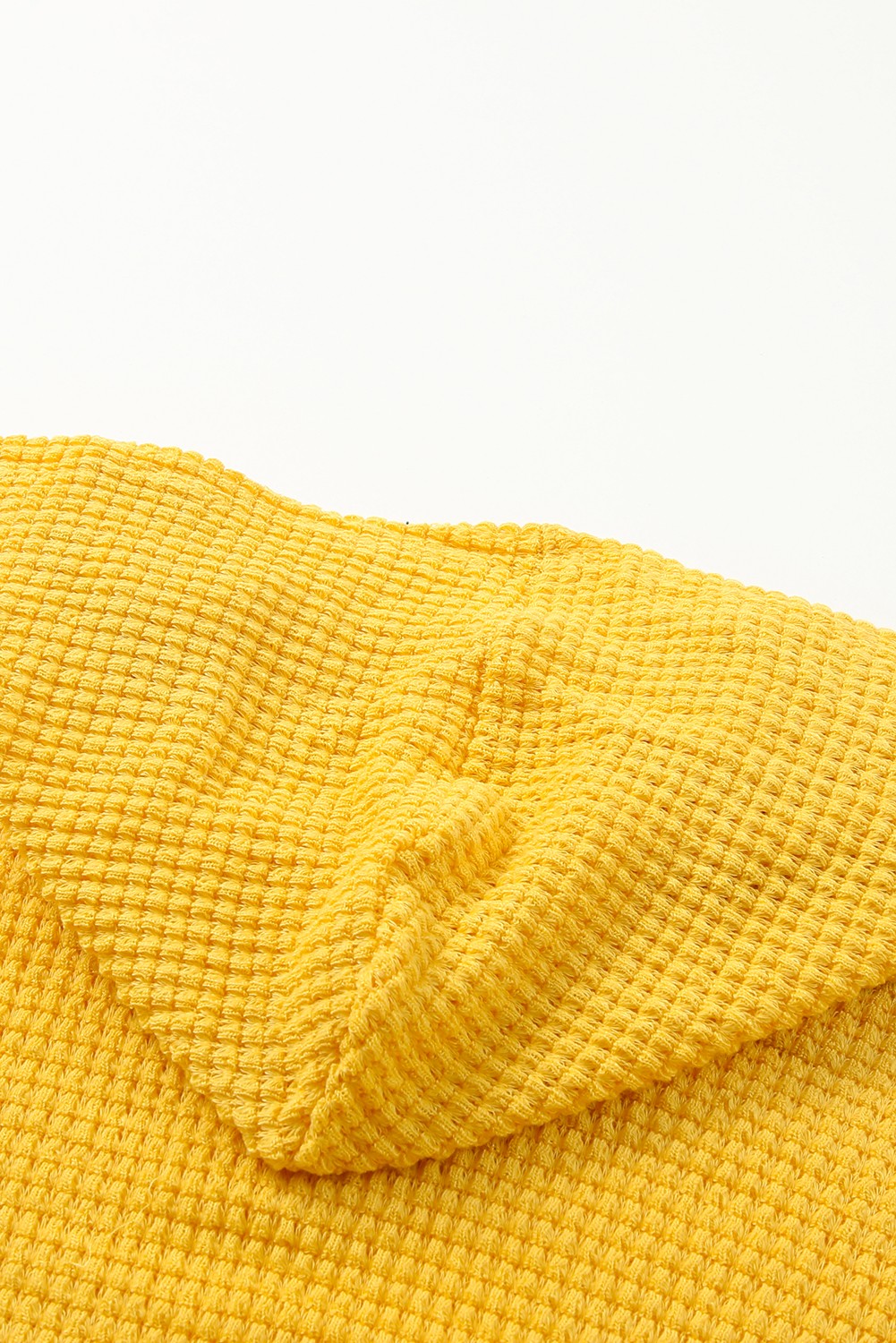 Yellow V Neck Drop Shoulder Hooded Flowy Top with Frill