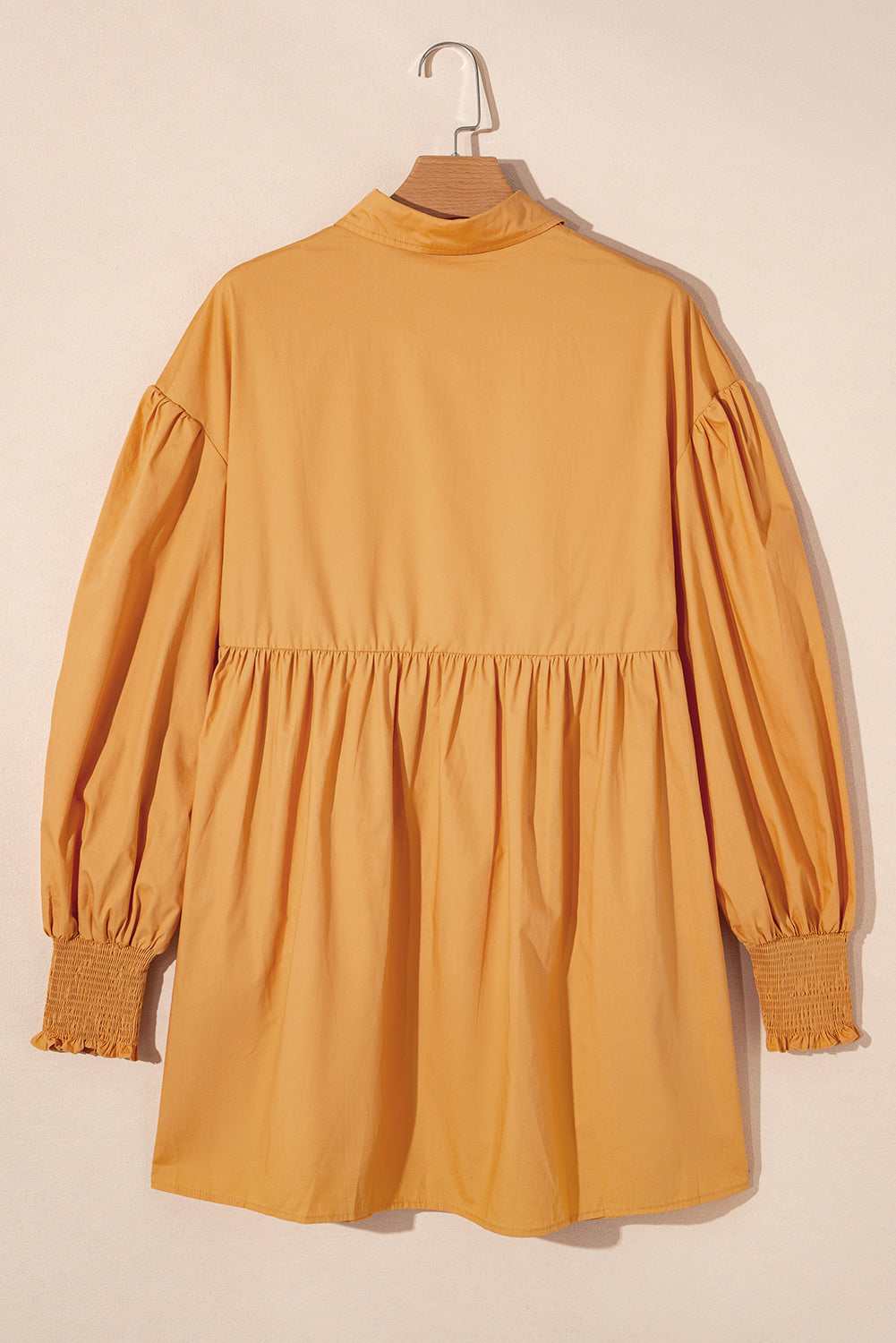 Light French Beige Loose Bishop Sleeve Shirt Dress