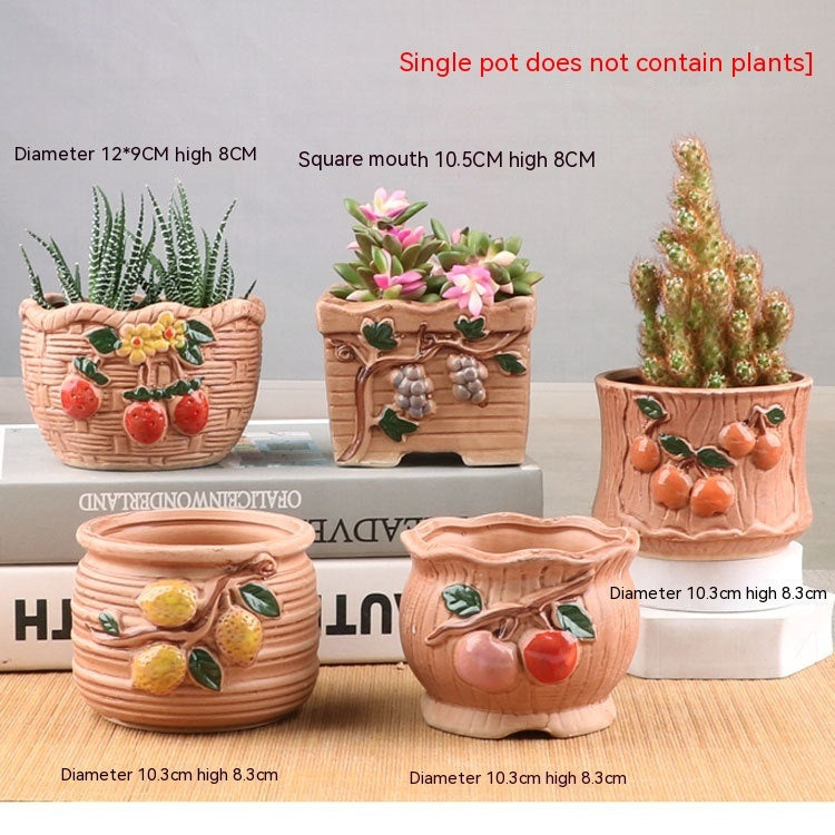 Succulent Small Flower Pot Stoneware Breathable Purple Sand Absorbent Basin