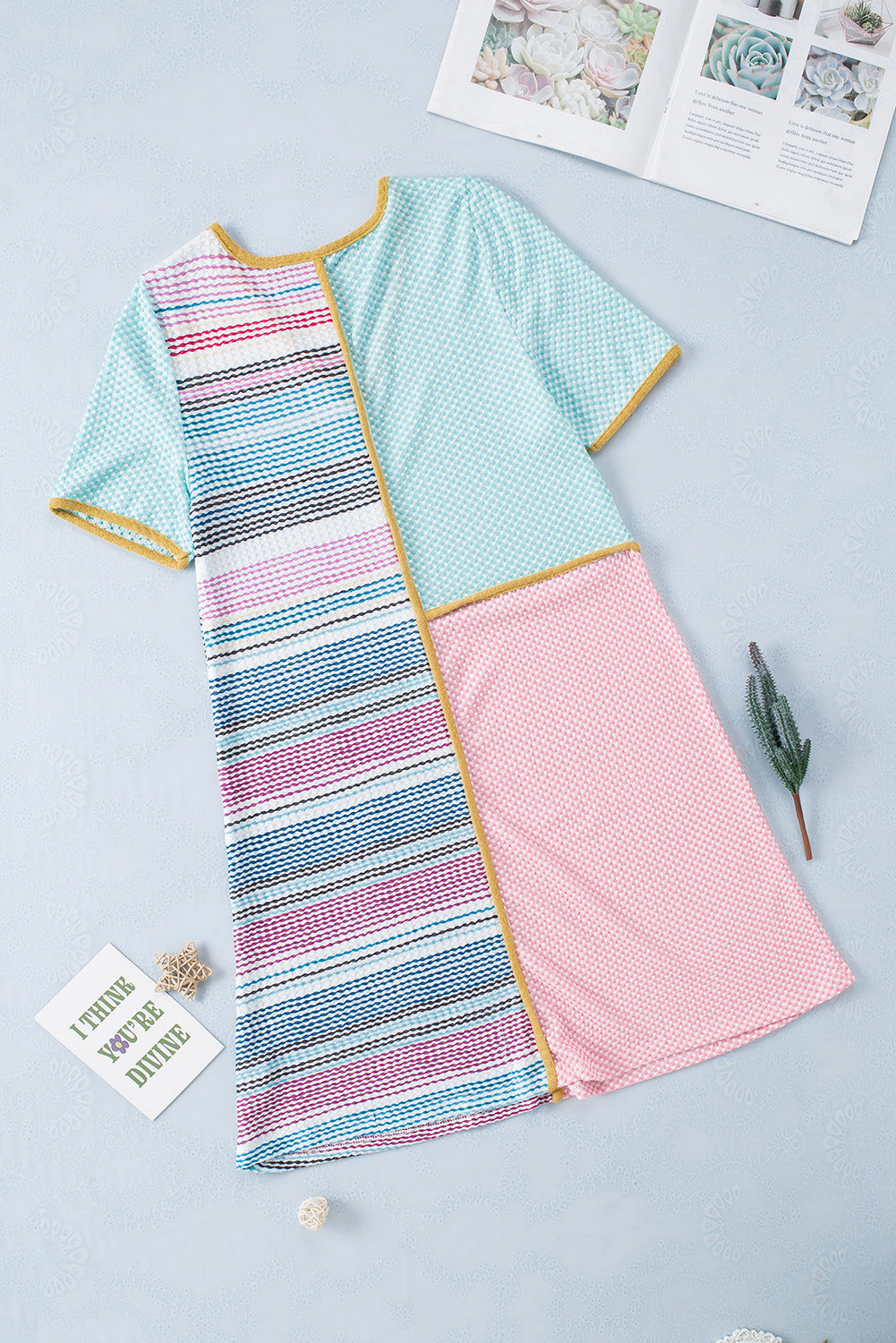 Multicolor Color Block Stripe Knit Patchwork A-line Dress