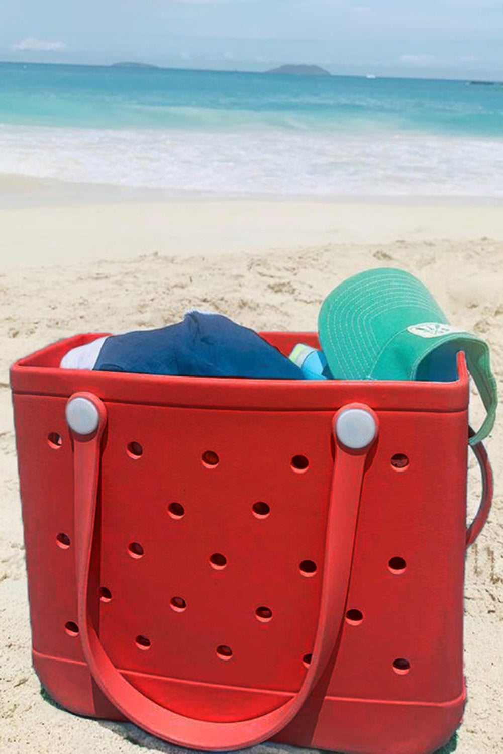 Red Waterproof Hollow Out Tote Bag